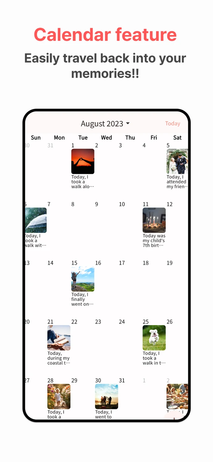 Goodiary calendar view