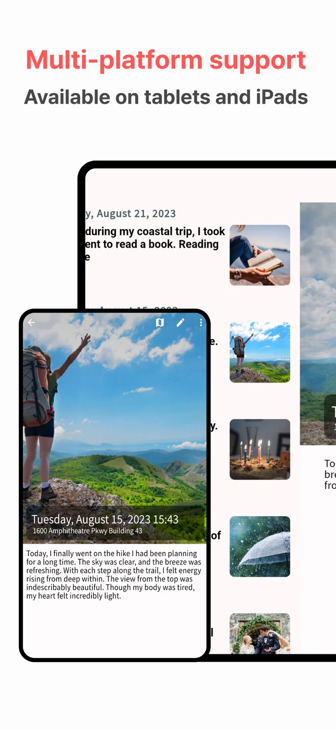 Goodiary tablet support