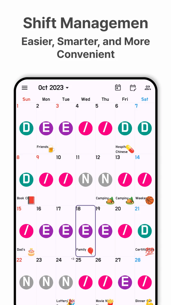 ShiftMate shift calendar preview in English