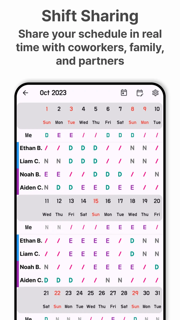 ShiftMate coworker schedule sharing